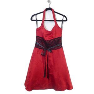 VTG Urban Girl Nites 90'S Y2K Damask Lace Bodice Halter Dress - 7/8